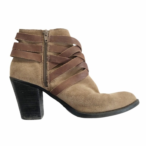 Lucky Brand "Elwood" Tan Suede Belted Booties - Picture 8 of 11